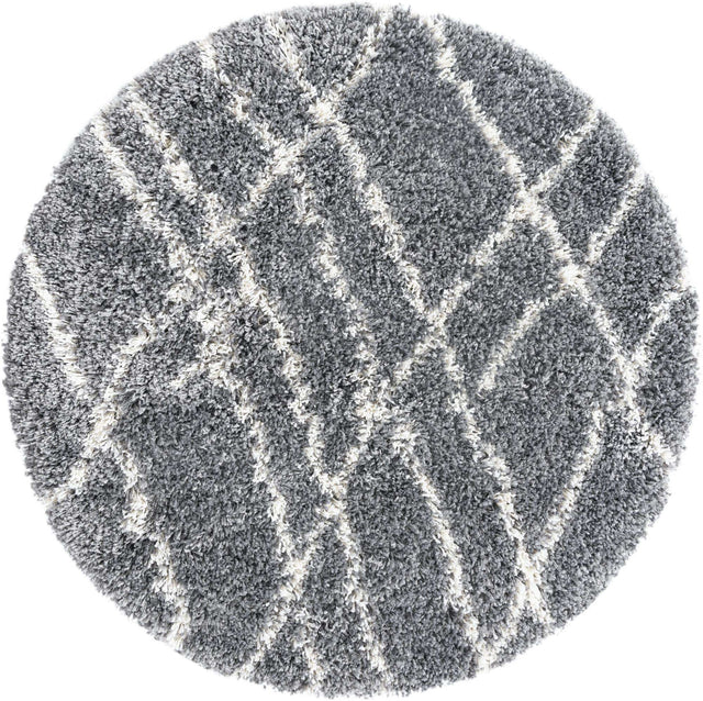 Pebble Gray 3' 3 x 3' 3 Soft Touch Shag Round Area Rug Thick Soft Touch Fluffy & Plush Shaggy Pile