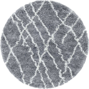 Pebble Gray 4' 1 x 4' 1 Soft Touch Shag Round Area Rug Thick Soft Touch Fluffy & Plush Shaggy Pile