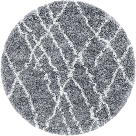 Pebble Gray 4' 1 x 4' 1 Soft Touch Shag Round Area Rug Thick Soft Touch Fluffy & Plush Shaggy Pile