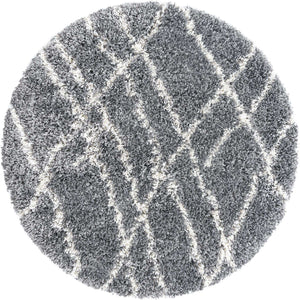 Pebble Gray 5' 3 x 5' 3 Soft Touch Shag Round Area Rug Thick Soft Touch Fluffy & Plush Shaggy Pile