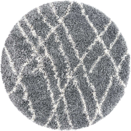 Pebble Gray 5' 3 x 5' 3 Soft Touch Shag Round Area Rug Thick Soft Touch Fluffy & Plush Shaggy Pile