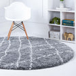 Pebble Gray 4' 1 x 4' 1 Soft Touch Shag Round Area Rug Thick Soft Touch Fluffy & Plush Shaggy Pile
