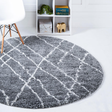 Pebble Gray 4' 1 x 4' 1 Soft Touch Shag Round Area Rug Thick Soft Touch Fluffy & Plush Shaggy Pile 100% Polypropylene Unique Carpet for Modern Home Interiors for Sale at Rug Engine