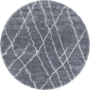 Pebble Gray 6' 1 x 6' 1 Soft Touch Shag Round Area Rug Thick Soft Touch Fluffy & Plush Shaggy Pile