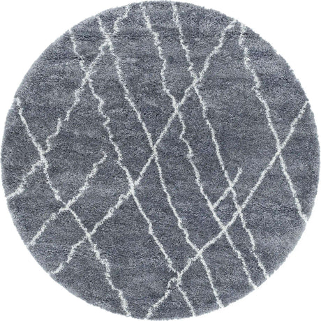 Pebble Gray 6' 1 x 6' 1 Soft Touch Shag Round Area Rug Thick Soft Touch Fluffy & Plush Shaggy Pile