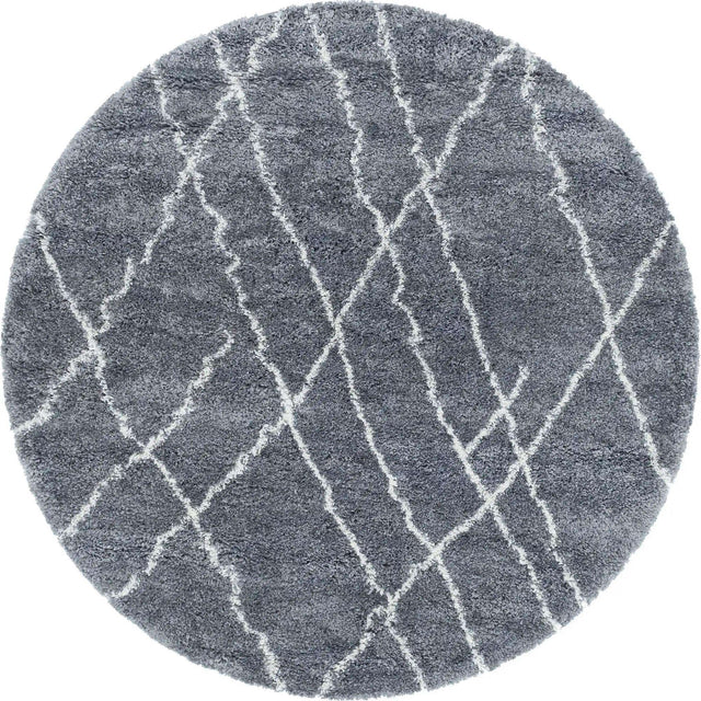 Pebble Gray 6' 1 x 6' 1 Soft Touch Shag Round Area Rug Thick Soft Touch Fluffy & Plush Shaggy Pile