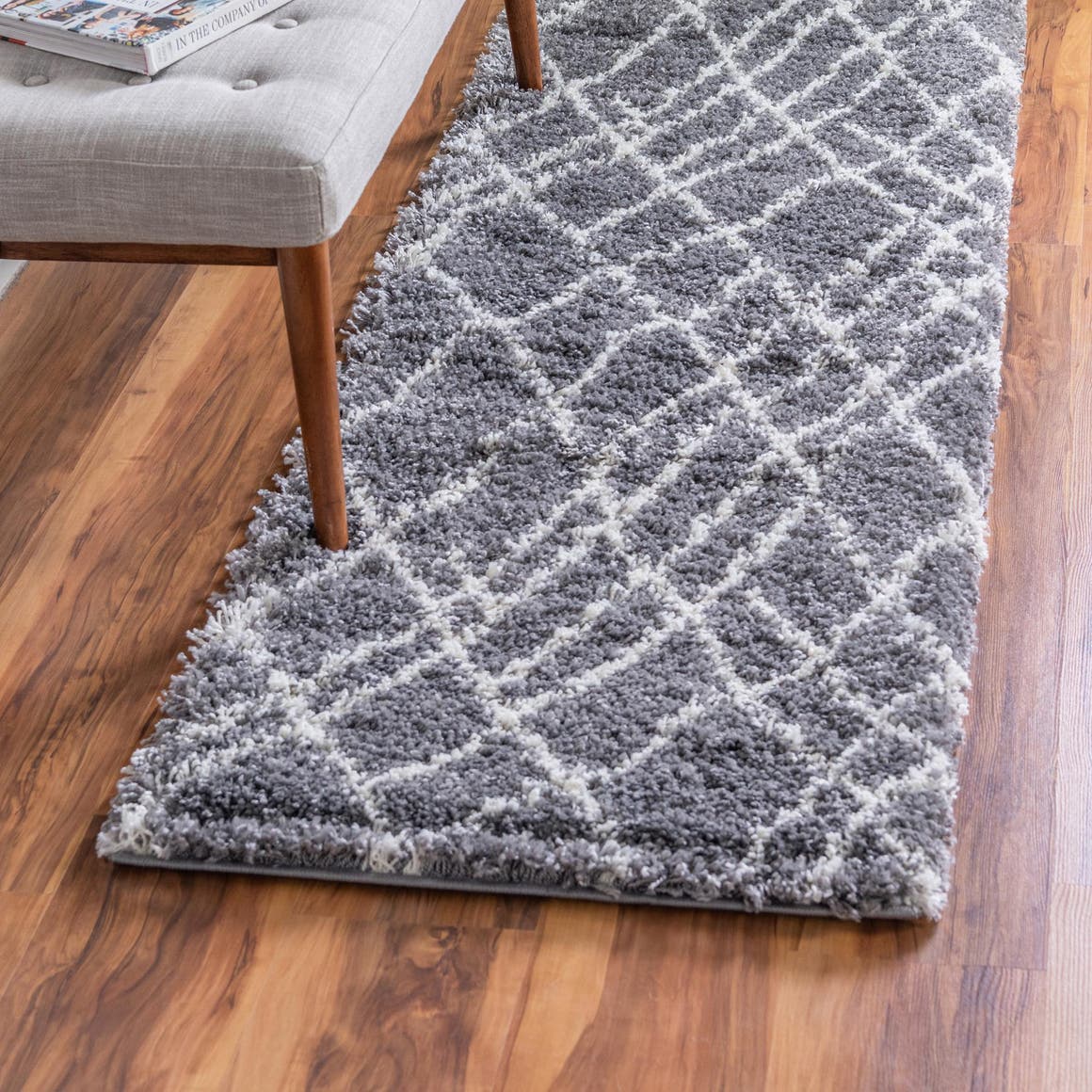 Pebble Gray 2' x 6' 7 Soft Touch Shag Runner Area Rug Thick Soft Touch Fluffy & Plush Shaggy Pile 100% Polypropylene Unique Carpet for Modern Home Interiors for Sale at Rug Engine