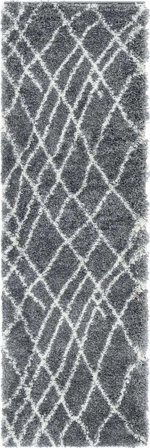 Pebble Gray 2' x 6' 7 Soft Touch Shag Runner Area Rug Thick Soft Touch Fluffy & Plush Shaggy Pile