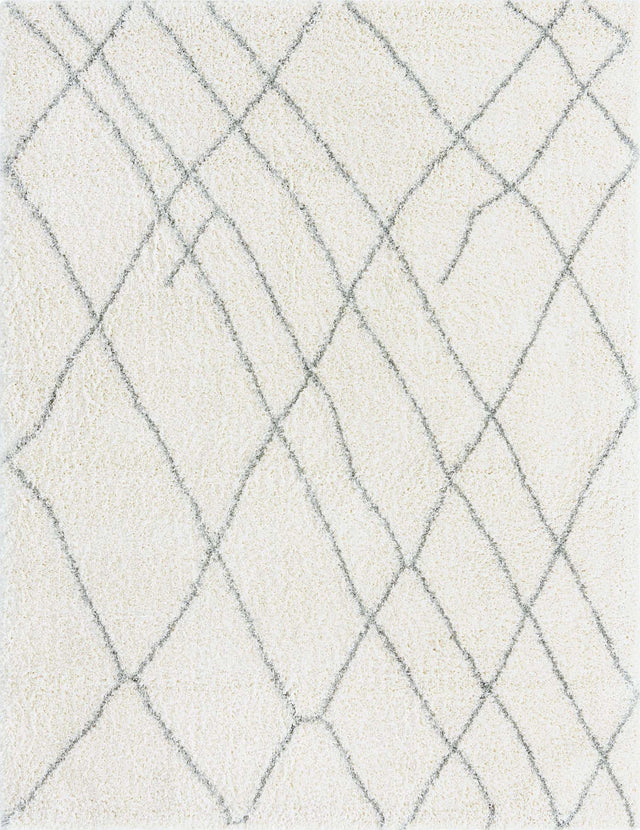 Ivory 9' 10 x 13' 1 Soft Touch Shag Rectangle Area Rug Thick Soft Touch Fluffy & Plush Shaggy Pile