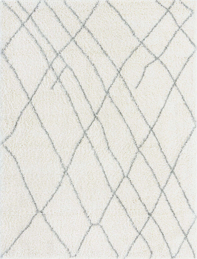Ivory 9' x 12' Soft Touch Shag Rectangle Area Rug Thick Soft Touch Fluffy & Plush Shaggy Pile