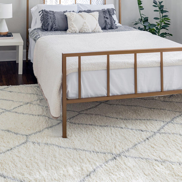 Ivory 7' 1 x 10' Soft Touch Shag Rectangle Area Rug Thick Soft Touch Fluffy & Plush Shaggy Pile