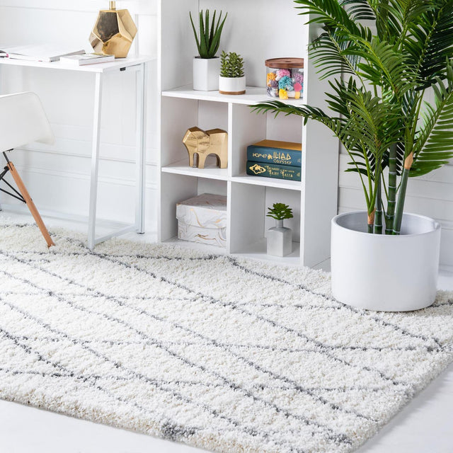 Ivory 7' 1 x 10' Soft Touch Shag Rectangle Area Rug Thick Soft Touch Fluffy & Plush Shaggy Pile