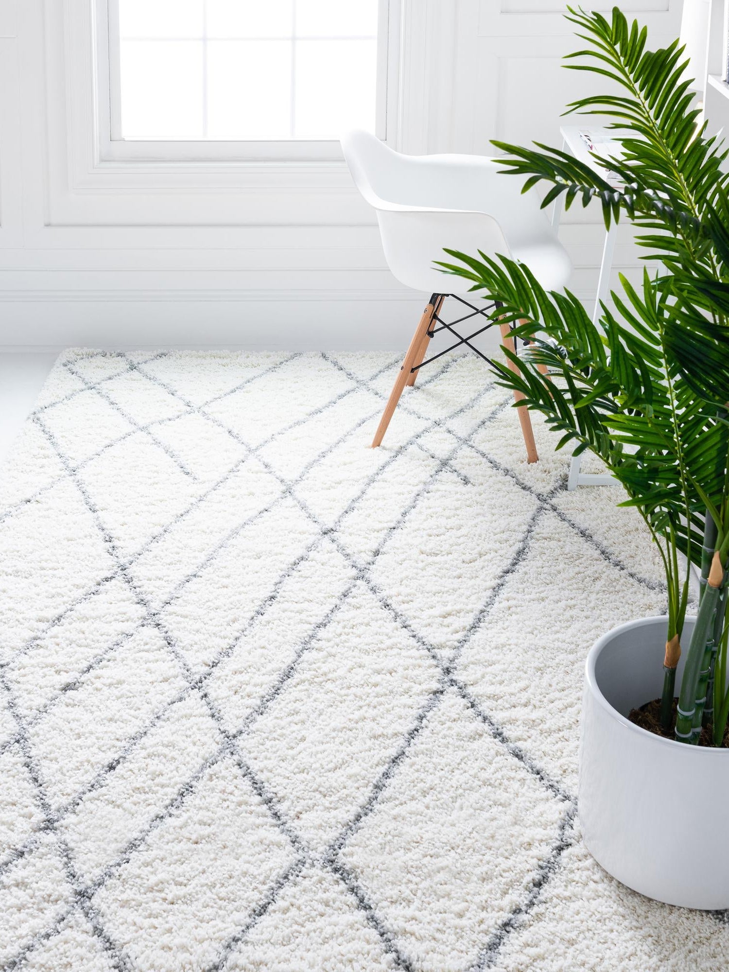 Ivory 7' 10 x 10' Soft Touch Shag Rectangle Area Rug Thick Soft Touch Fluffy & Plush Shaggy Pile 100% Polypropylene Unique Carpet for Modern Home Interiors for Sale at Rug Engine