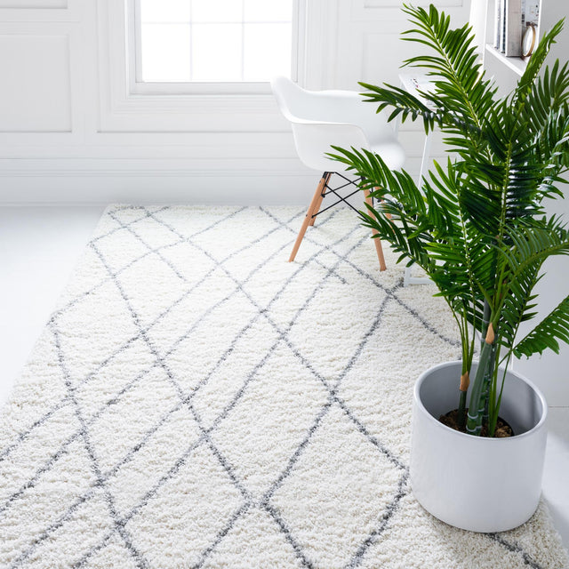 Ivory 7' 1 x 10' Soft Touch Shag Rectangle Area Rug Thick Soft Touch Fluffy & Plush Shaggy Pile