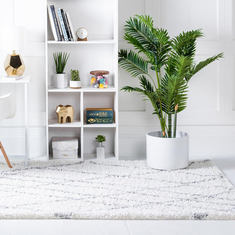 Ivory 9' 10 x 13' 1 Soft Touch Shag Rectangle Area Rug Thick Soft Touch Fluffy & Plush Shaggy Pile 100% Polypropylene Unique Carpet for Modern Home Interiors for Sale at Rug Engine