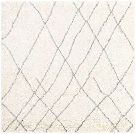 Ivory 7' 10 x 7' 10 Soft Touch Shag Square Area Rug Thick Soft Touch Fluffy & Plush Shaggy Pile