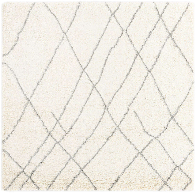 Ivory 7' 10 x 7' 10 Soft Touch Shag Square Area Rug Thick Soft Touch Fluffy & Plush Shaggy Pile