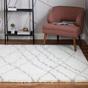 Ivory 5' 3 x 5' 3 Soft Touch Shag Square Area Rug Thick Soft Touch Fluffy & Plush Shaggy Pile