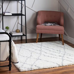 Ivory 5' 3 x 5' 3 Soft Touch Shag Square Area Rug Thick Soft Touch Fluffy & Plush Shaggy Pile