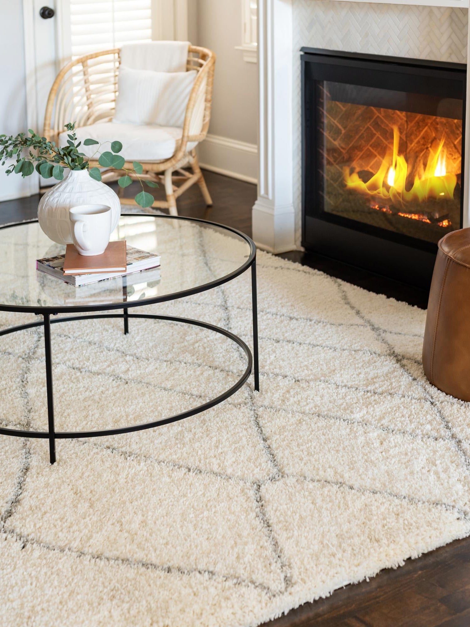 Ivory 5' 3 x 5' 3 Soft Touch Shag Square Area Rug Thick Soft Touch Fluffy & Plush Shaggy Pile 100% Polypropylene Unique Carpet for Modern Home Interiors for Sale at Rug Engine