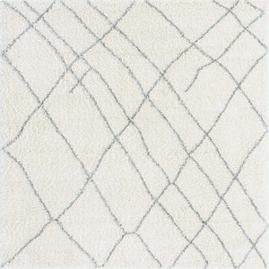 Ivory 5' 3 x 5' 3 Soft Touch Shag Square Area Rug Thick Soft Touch Fluffy & Plush Shaggy Pile