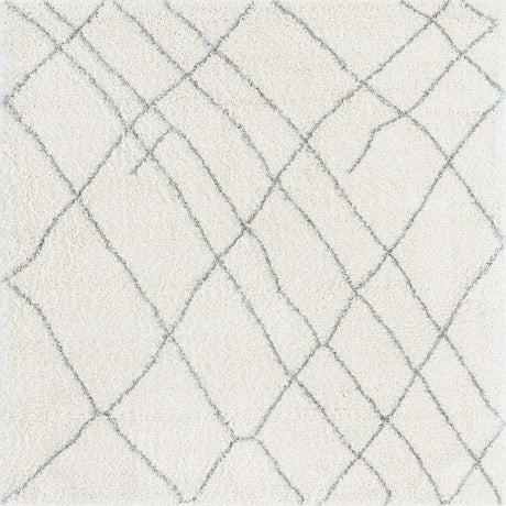 Ivory 5' 3 x 5' 3 Soft Touch Shag Square Area Rug Thick Soft Touch Fluffy & Plush Shaggy Pile
