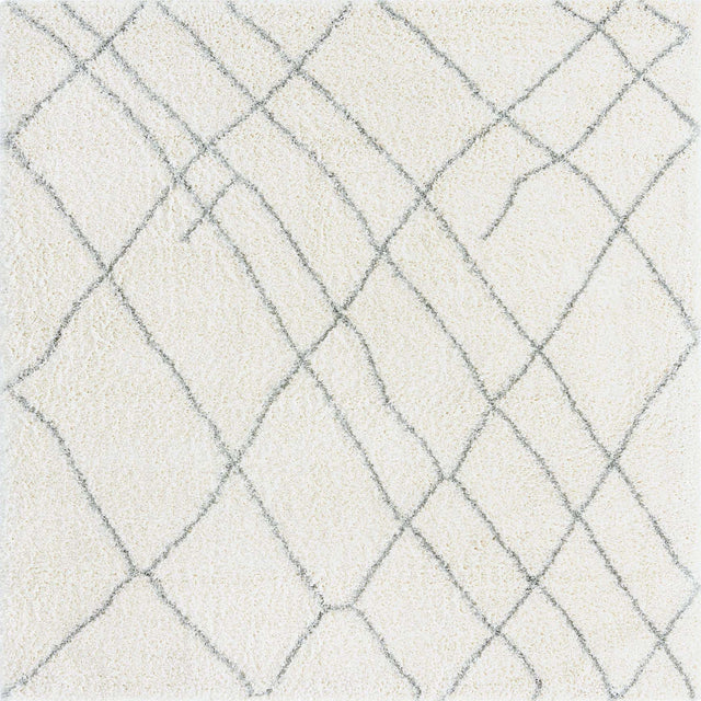 Ivory 5' 3 x 5' 3 Soft Touch Shag Square Area Rug Thick Soft Touch Fluffy & Plush Shaggy Pile