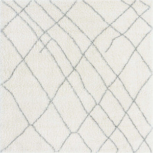 Ivory 4' 1 x 4' 1 Soft Touch Shag Square Area Rug Thick Soft Touch Fluffy & Plush Shaggy Pile