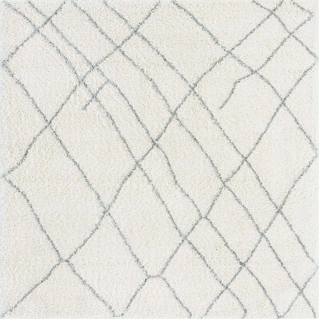 Ivory 4' 1 x 4' 1 Soft Touch Shag Square Area Rug Thick Soft Touch Fluffy & Plush Shaggy Pile
