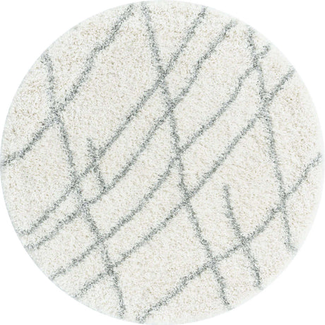 Ivory 7' 10 x 7' 10 Soft Touch Shag Round Area Rug Thick Soft Touch Fluffy & Plush Shaggy Pile