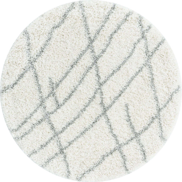 Ivory 7' 10 x 7' 10 Soft Touch Shag Round Area Rug Thick Soft Touch Fluffy & Plush Shaggy Pile