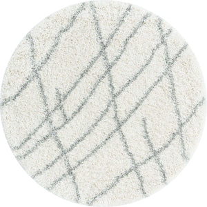 Ivory 4' 1 x 4' 1 Soft Touch Shag Round Area Rug Thick Soft Touch Fluffy & Plush Shaggy Pile