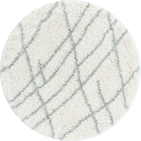 Ivory 4' 1 x 4' 1 Soft Touch Shag Round Area Rug Thick Soft Touch Fluffy & Plush Shaggy Pile