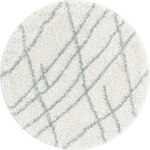 Ivory 5' 3 x 5' 3 Soft Touch Shag Round Area Rug Thick Soft Touch Fluffy & Plush Shaggy Pile