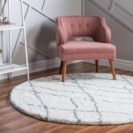 Ivory 4' 1 x 4' 1 Soft Touch Shag Round Area Rug Thick Soft Touch Fluffy & Plush Shaggy Pile