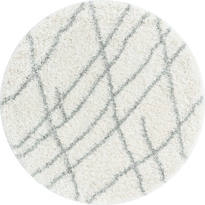 Ivory 6' 1 x 6' 1 Soft Touch Shag Round Area Rug Thick Soft Touch Fluffy & Plush Shaggy Pile