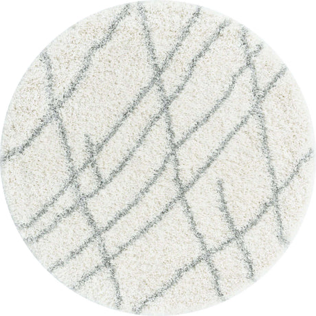 Ivory 6' 1 x 6' 1 Soft Touch Shag Round Area Rug Thick Soft Touch Fluffy & Plush Shaggy Pile