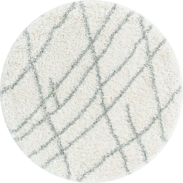 Ivory 6' 1 x 6' 1 Soft Touch Shag Round Area Rug Thick Soft Touch Fluffy & Plush Shaggy Pile