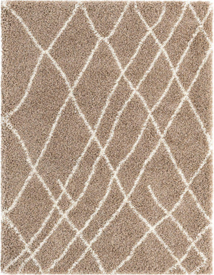 Khaki 9' 10 x 13' 1 Soft Touch Shag Rectangle Area Rug Thick Soft Touch Fluffy & Plush Shaggy Pile