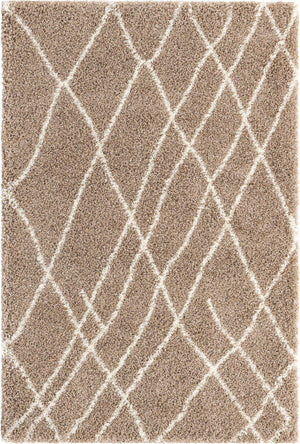 Khaki 6' 1 x 9' Soft Touch Shag Rectangle Area Rug Thick Soft Touch Fluffy & Plush Shaggy Pile