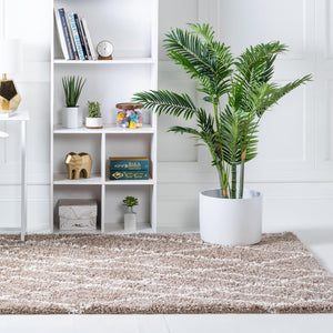 Khaki 7' 1 x 10' Soft Touch Shag Rectangle Area Rug Thick Soft Touch Fluffy & Plush Shaggy Pile