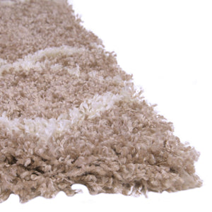 Khaki 7' 1 x 10' Soft Touch Shag Rectangle Area Rug Thick Soft Touch Fluffy & Plush Shaggy Pile