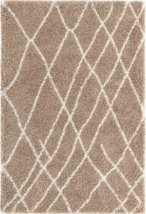 Khaki 4' 1 x 6' 1 Soft Touch Shag Rectangle Area Rug Thick Soft Touch Fluffy & Plush Shaggy Pile