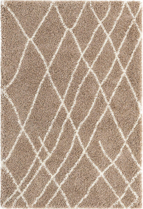 Khaki 4' 1 x 6' 1 Soft Touch Shag Rectangle Area Rug Thick Soft Touch Fluffy & Plush Shaggy Pile