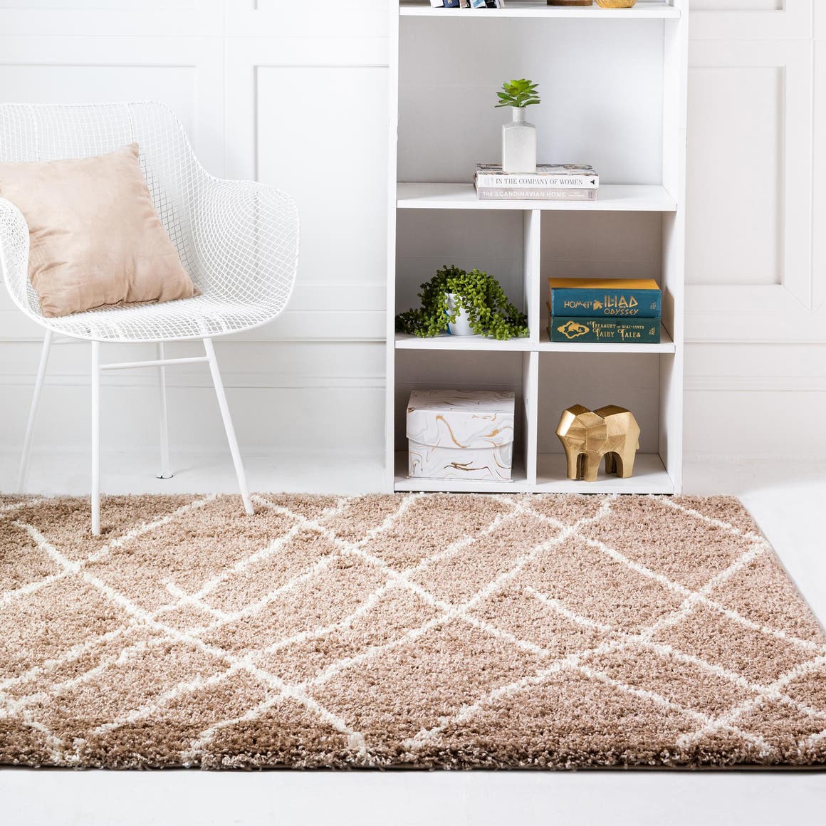 Khaki 4' 1 x 4' 1 Soft Touch Shag Square Area Rug Thick Soft Touch Fluffy & Plush Shaggy Pile 100% Polypropylene Unique Carpet for Modern Home Interiors for Sale at Rug Engine