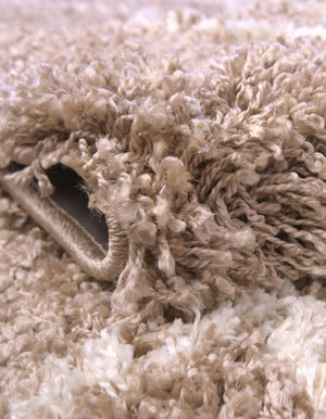 Khaki 3' 3 x 3' 3 Soft Touch Shag Round Area Rug Thick Soft Touch Fluffy & Plush Shaggy Pile