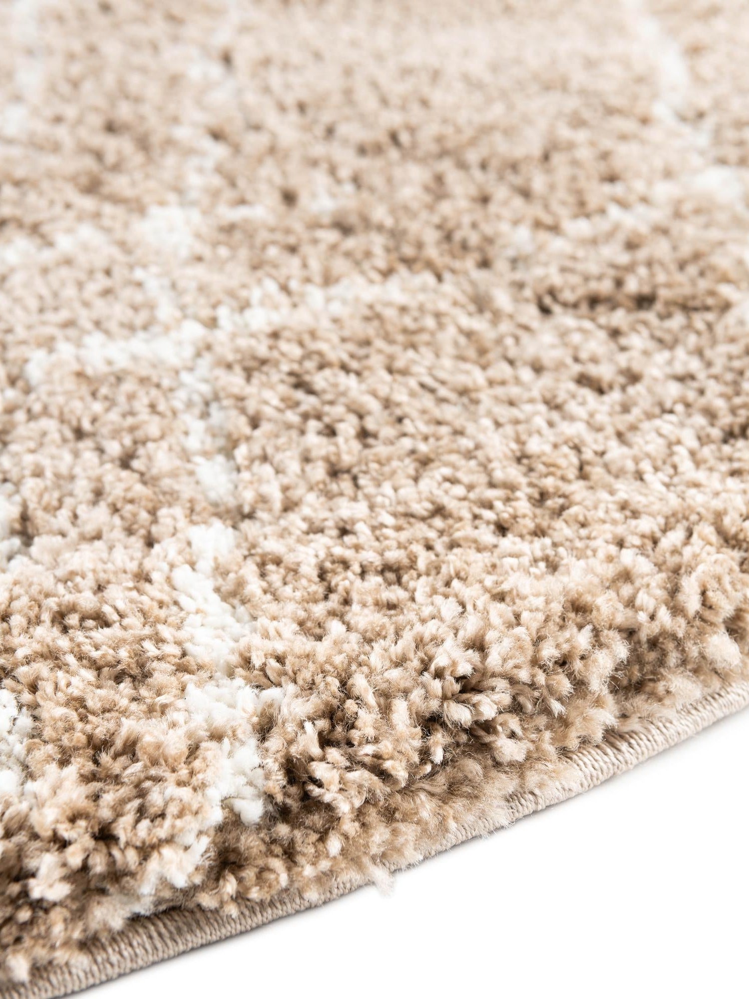 Khaki 7' 10 x 7' 10 Soft Touch Shag Round Area Rug Thick Soft Touch Fluffy & Plush Shaggy Pile 100% Polypropylene Unique Carpet for Modern Home Interiors for Sale at Rug Engine