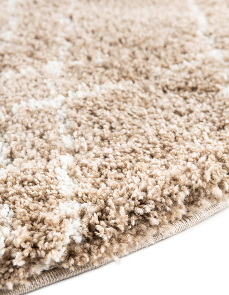 Khaki 7' 10 x 7' 10 Soft Touch Shag Round Area Rug Thick Soft Touch Fluffy & Plush Shaggy Pile 100% Polypropylene Unique Carpet for Modern Home Interiors for Sale at Rug Engine