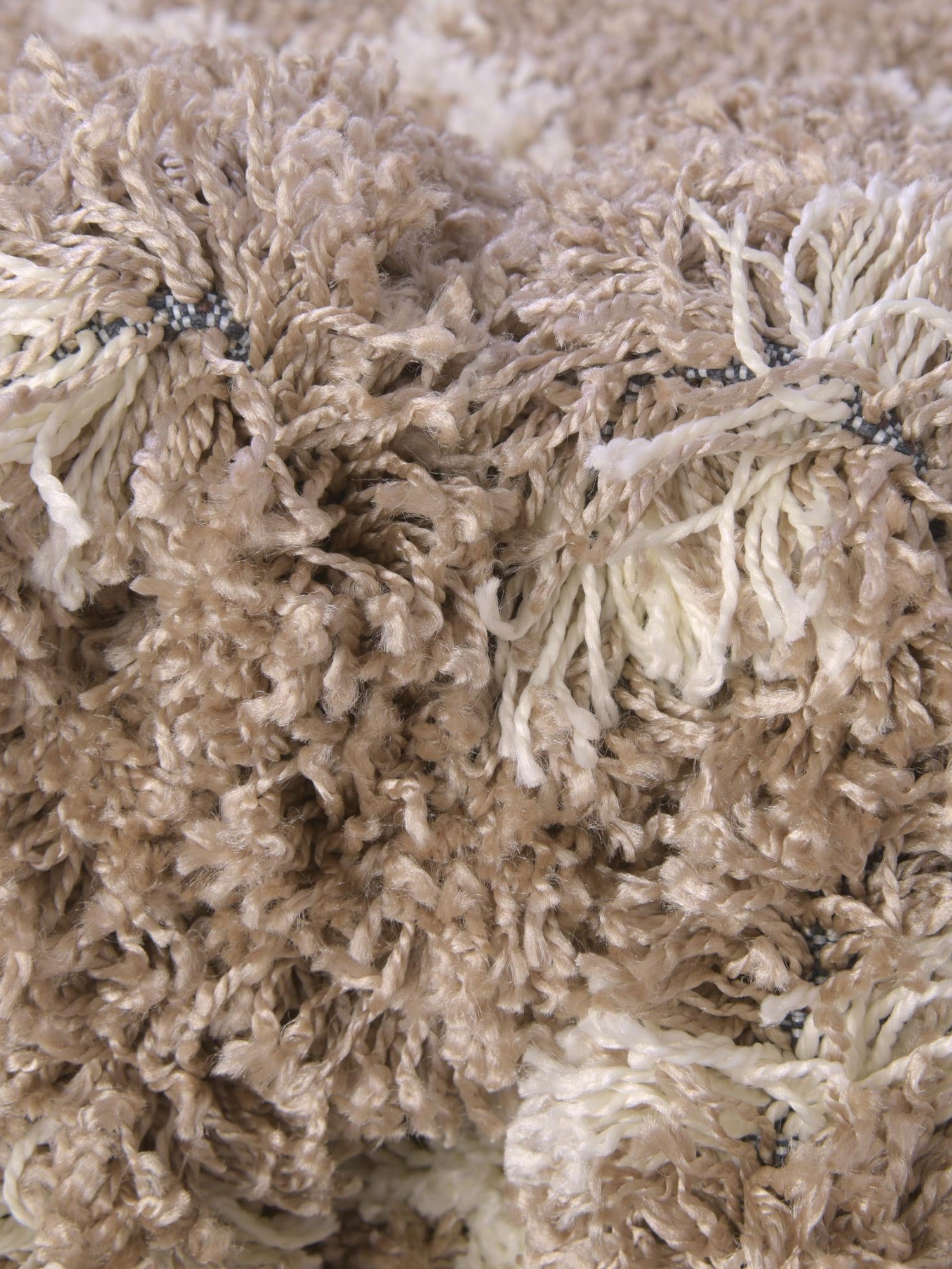 Khaki 5' 3 x 5' 3 Soft Touch Shag Round Area Rug Thick Soft Touch Fluffy & Plush Shaggy Pile 100% Polypropylene Unique Carpet for Modern Home Interiors for Sale at Rug Engine