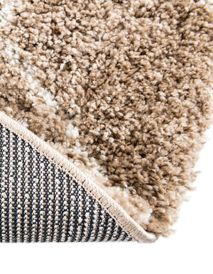 Khaki 7' 10 x 7' 10 Soft Touch Shag Round Area Rug Thick Soft Touch Fluffy & Plush Shaggy Pile